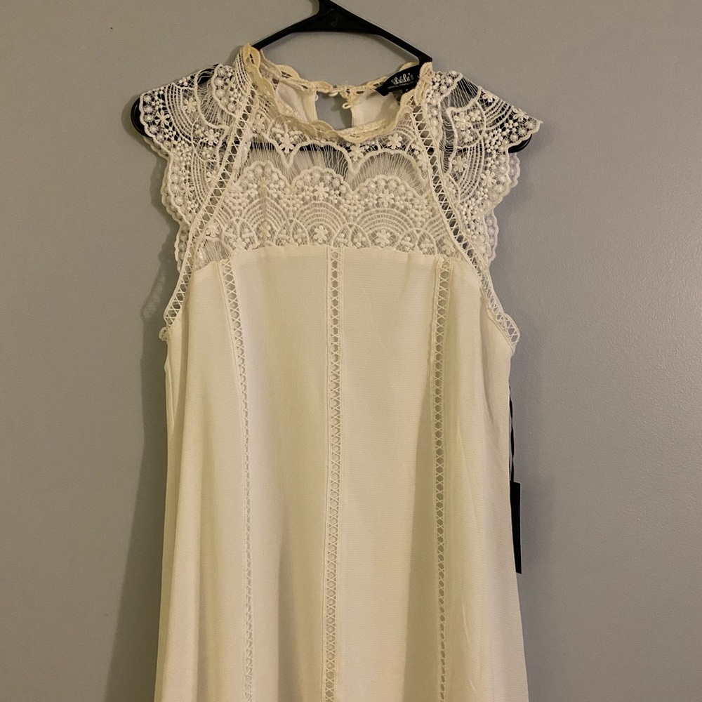 LuLus Short Sleeve Lace White Dress